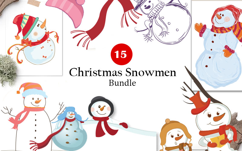 A collection of different snowmen vectors for Christmas Snowmen Vectors