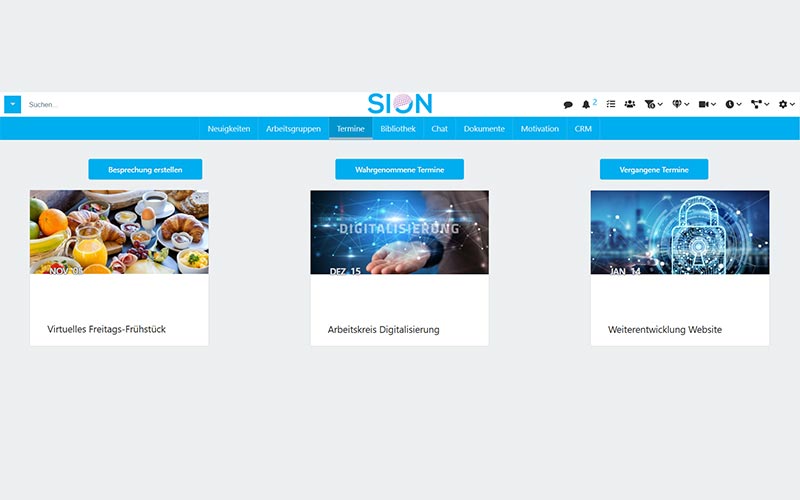 Events Section of employee communication platform