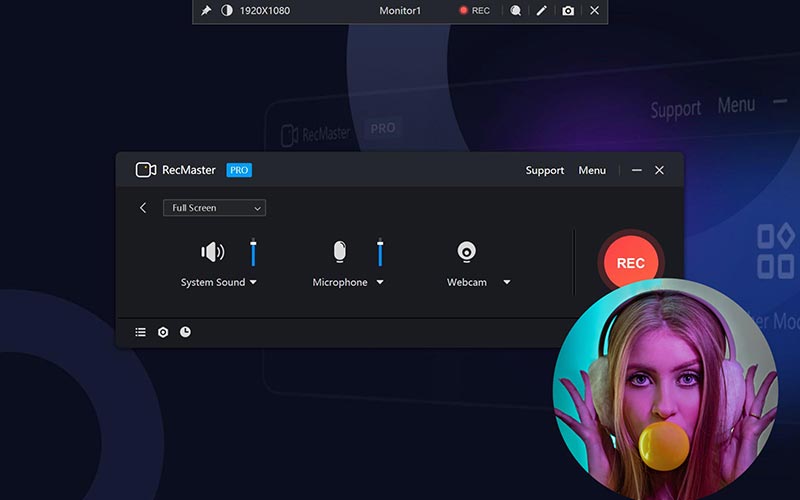 Fullscreen Mode of RecMaster Pro - screen recorder