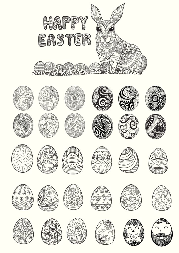 Collection of easter elements to be used in designing