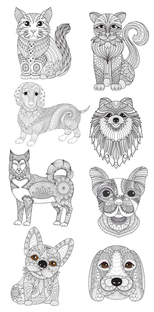 Scaled cats and dogs in 2000+ Mega Illustrator Elements Bundle