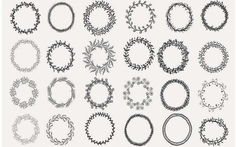Collage of wreaths for 2000+ Mega Illustrator Elements Bundle