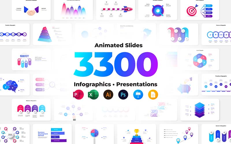 3300 Animated Infographics & Presentations Templates Bundle Banner