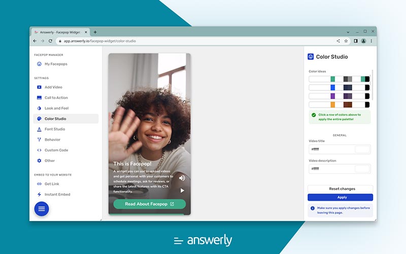 Color studio of Answerly FacePop