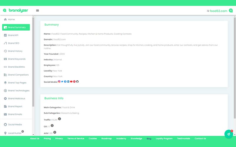 Brand Summary by Branalyzer - All-In-One Brand Analysis Software