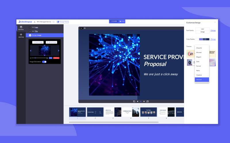Decktopus - Smart Presentation Tool customize design window