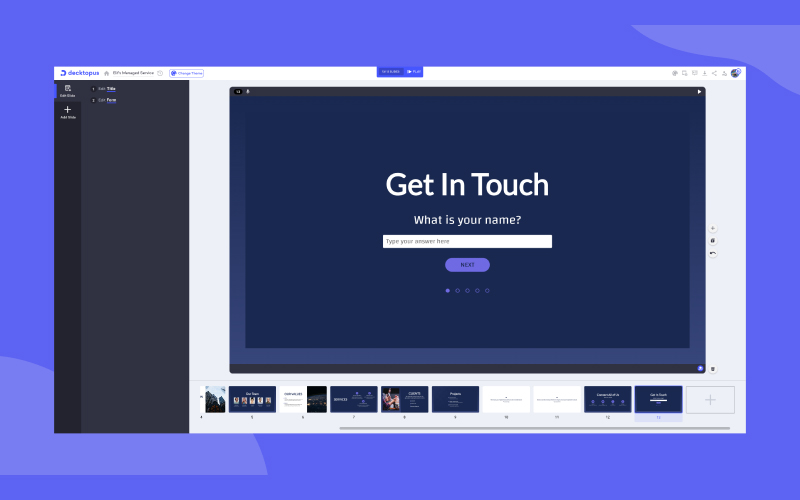 The edit slides window in Decktopus - Smart Presentation Tool