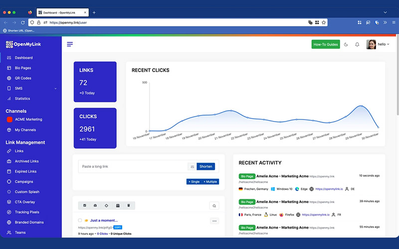 OpenMyLink- links and clicks counts