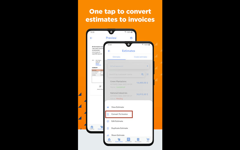 Simple Invoice & Receipt Maker - Convert Estimates to Invoices