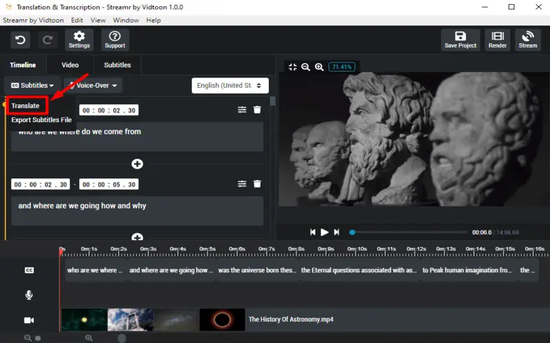 Streamr-video-translator