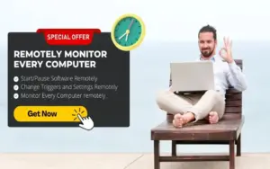 Man sitting on chair with features of this remote computer monitoring software
