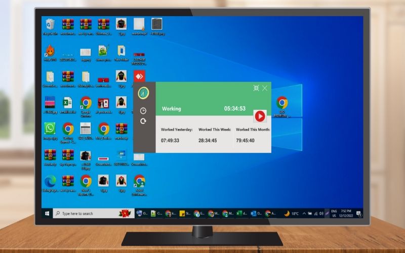 Desktop with a display of working hours of an employee of workmonit - remote desktop monitoring software