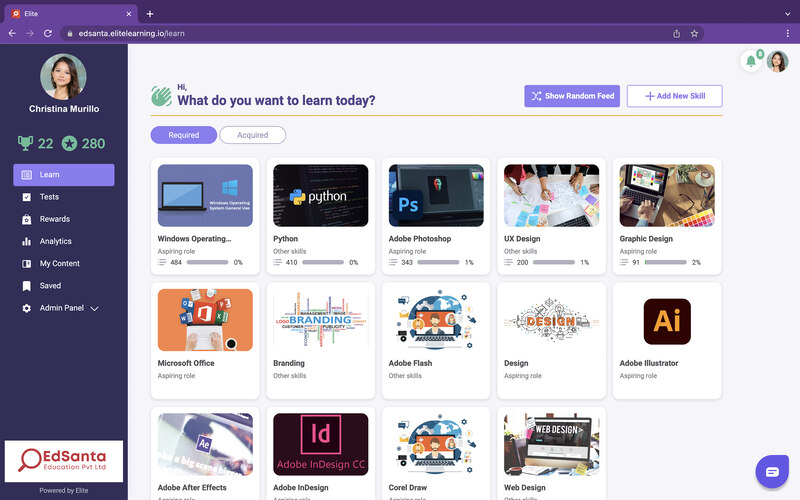 Elite learning - Employee learning platform courses display