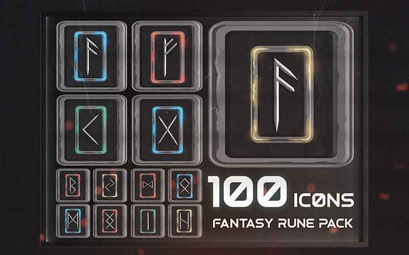 Fantasy Rune Icons pack used in game development