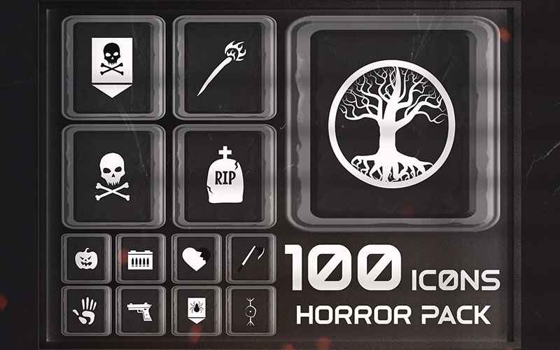 Horror icons pack used in game development