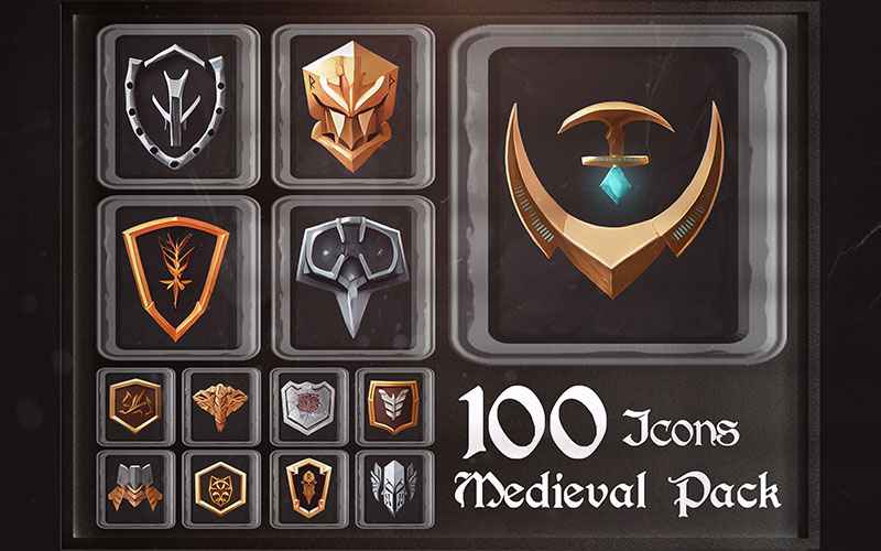 Unity Game Dev Medieval icons pack for game development