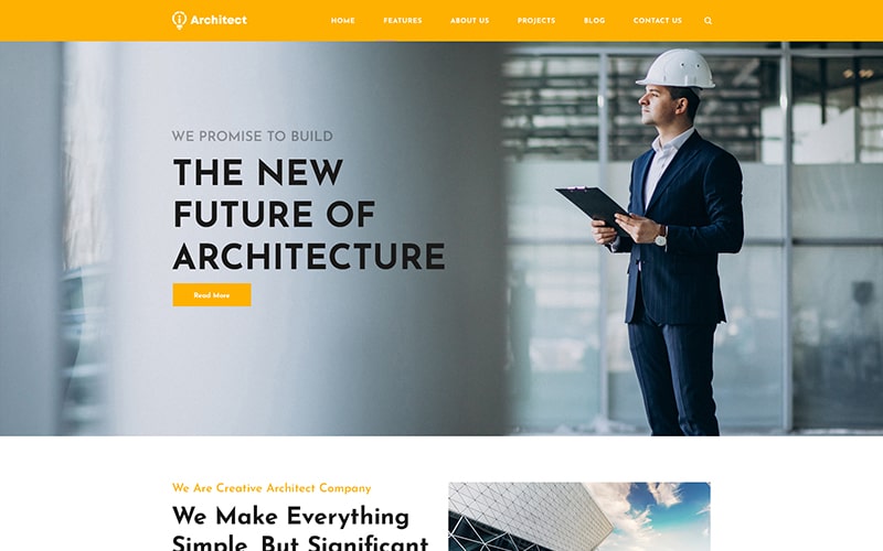 A display of template related to architect to make website using website PSD templates