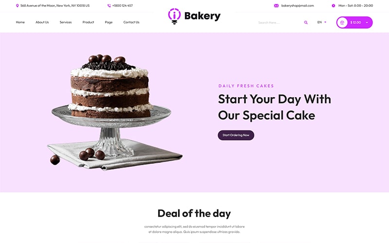 A bakery template in display to make website using website PSD templates