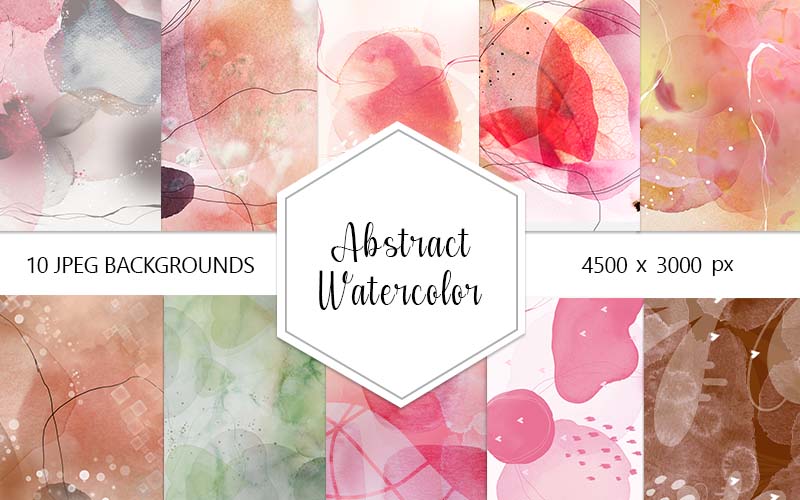 Collage of beautiful backgrounds for abstract watercolor