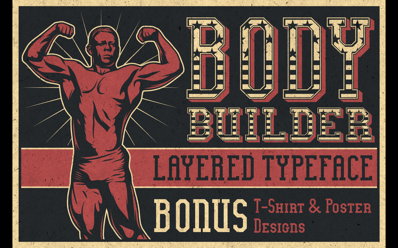 Bodybuilder typefaces in this fun fonts bundle