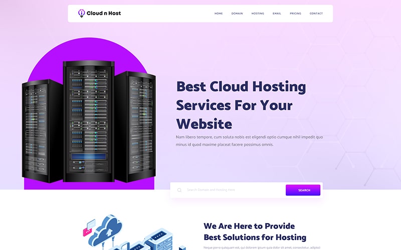Template of website related to cloud & hosting in website PSD templates