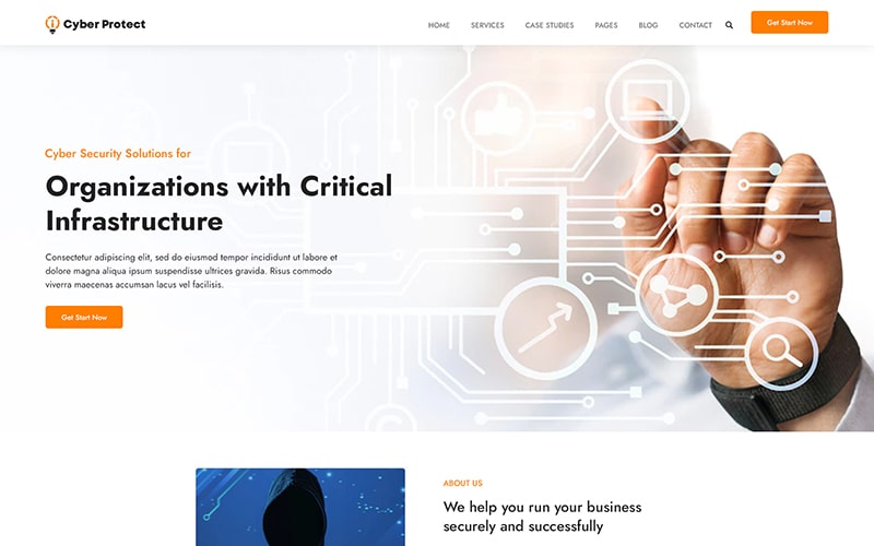 Template related to cyber protection used in making website of cyber protection