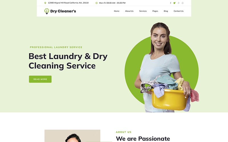 Dry cleaners website template used in making website