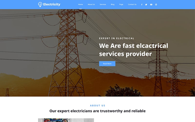 Template in display related to electricity website