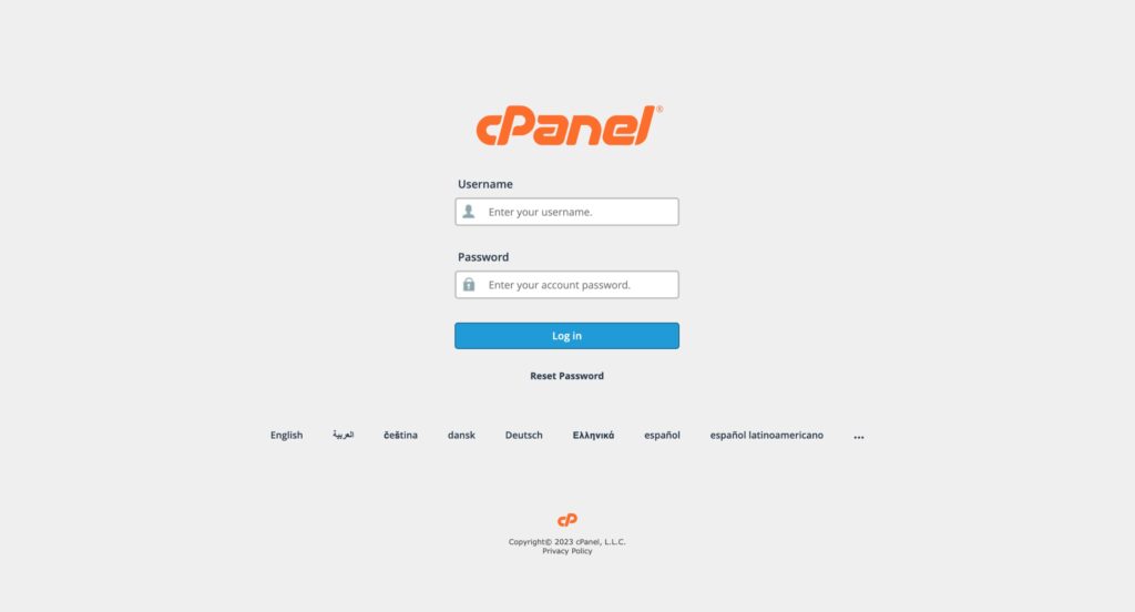 ExcelHost - lifetime hosting deal cPanel login page preview