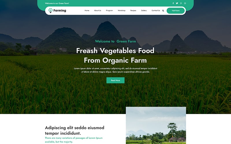 Farming template used in making farming related website