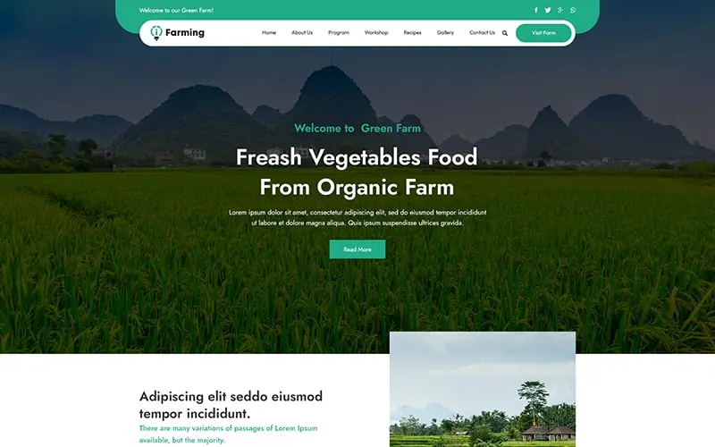 Farming template used in making farming related website
