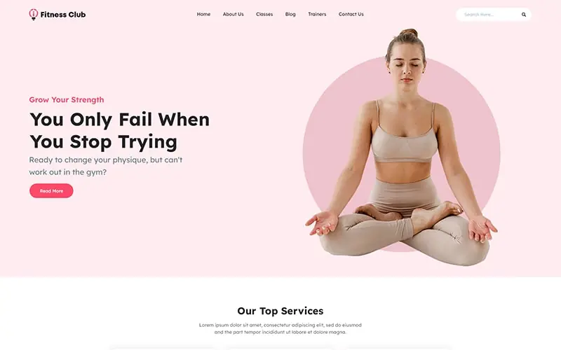 Fitness template used in making fitness related website