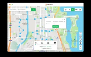 A window of a map with multiple spots on it in Foneazy MockGo