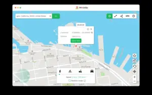 A display of map and teleportation showed from one place to another in this ios gps spoofer