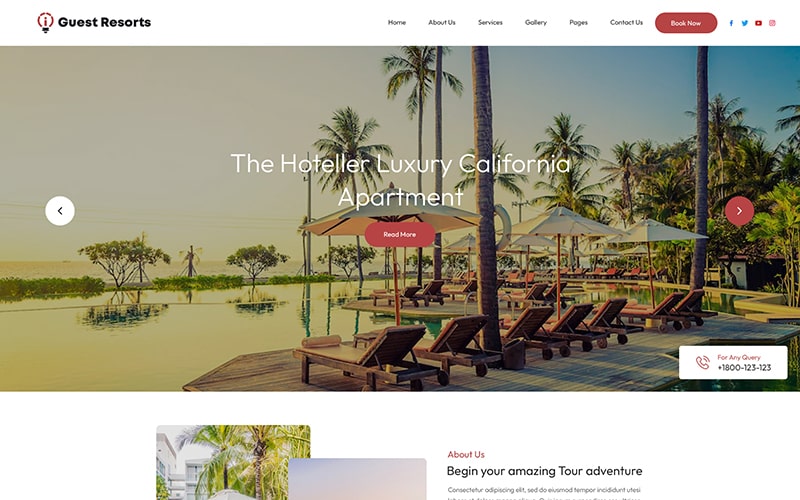 Template for website related to guest resorts
