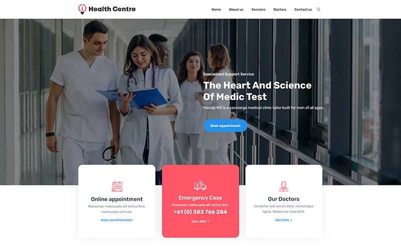Health centre template used in making website by website PSD templates