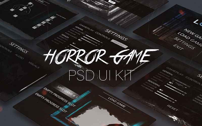 Horror Game PSD UI kit for game development