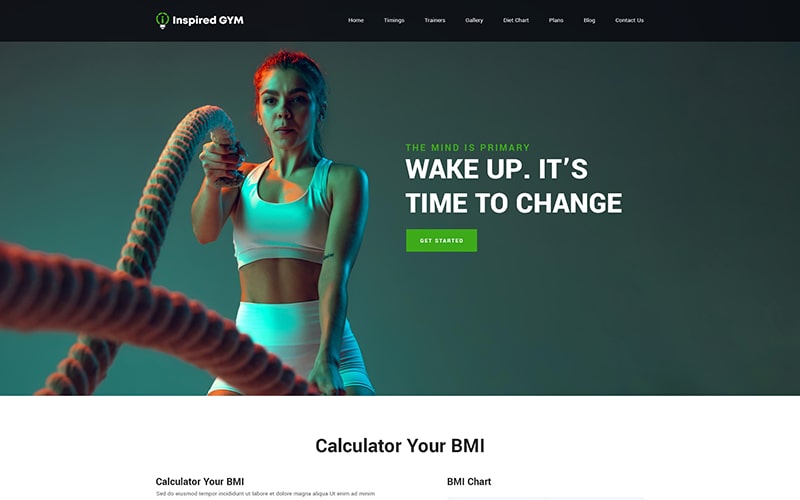 Gym template used in making website related to gym