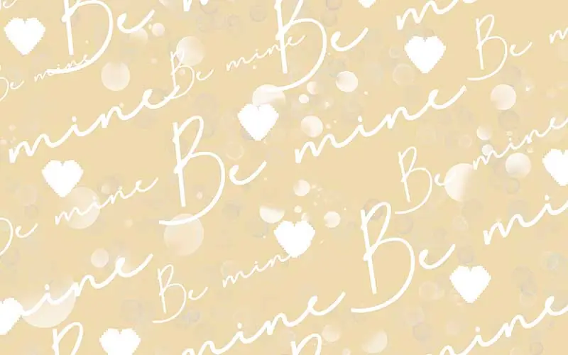 Be mine text with gold background