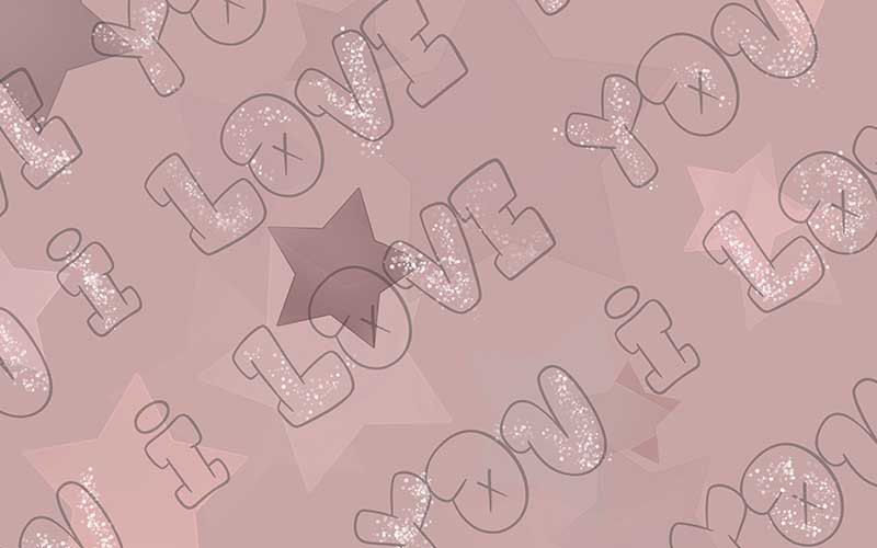 I Love You text on pink BG with stars for beautiful backgrounds