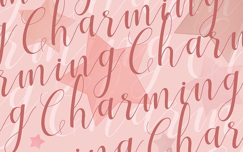 Charming text with pink background and stars for beautiful backgrounds