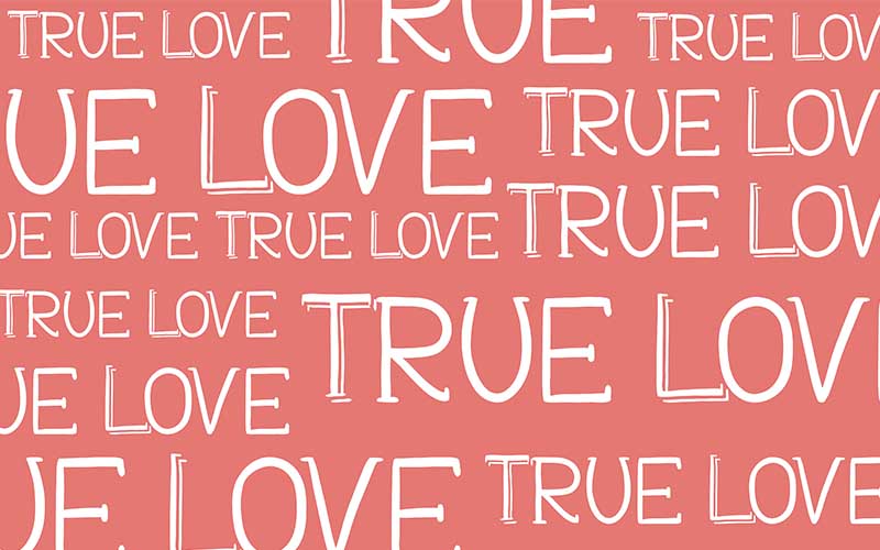 True Love text on pink background