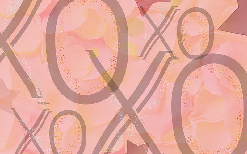 XO text on pink background