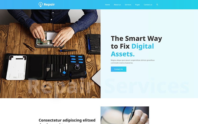 Repair related template to make a website