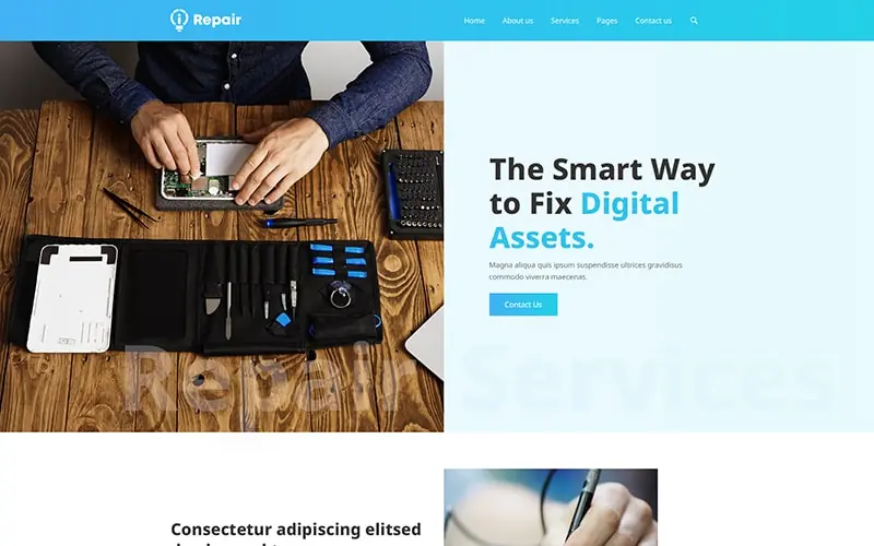 Repair related template to make a website