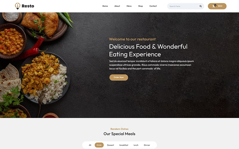 Resto template in website PSD templates to make a website