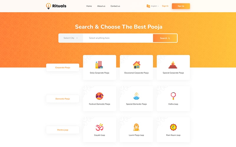 Rituals template by website PSD templates to make website