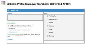 Contact Information Page of LinkedIn Profile Makeover Workbook -linkedin profile template