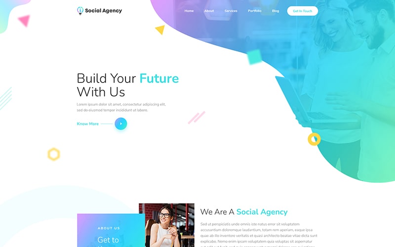 Social agency template by website PSD templates to make websites