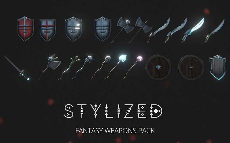 Stylized Medieval Fantasy Weapons in assets for game development